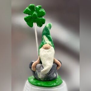 Charming Green and Gray Gnome Figurine